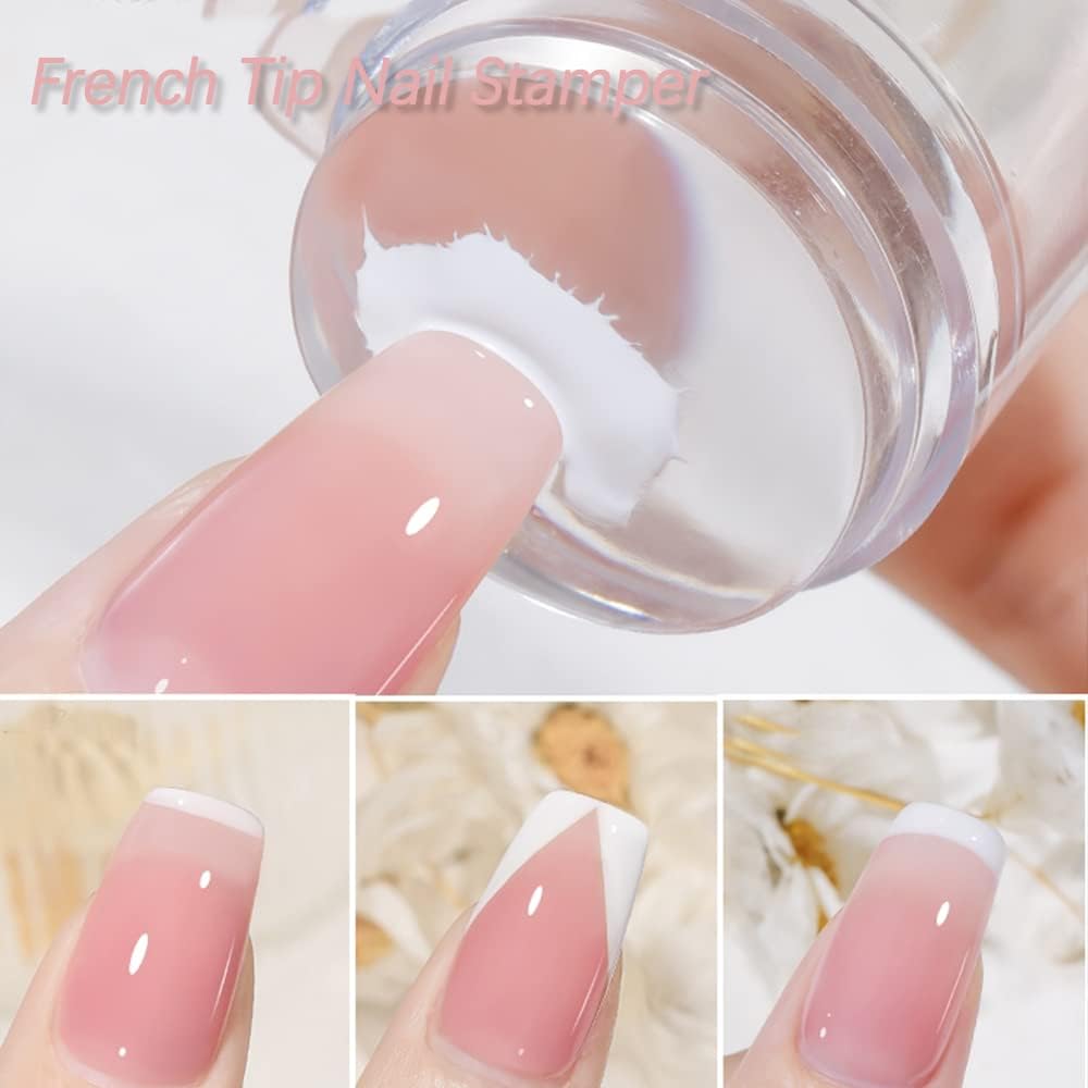 NBHS 12-Piece Nail Stamper Kit – Clear Silicone Stampers with Scrapers