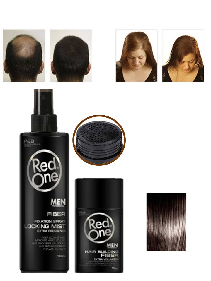RedOne Dark Brown Hair Fiber Set 12 gr + 100 ml Spray