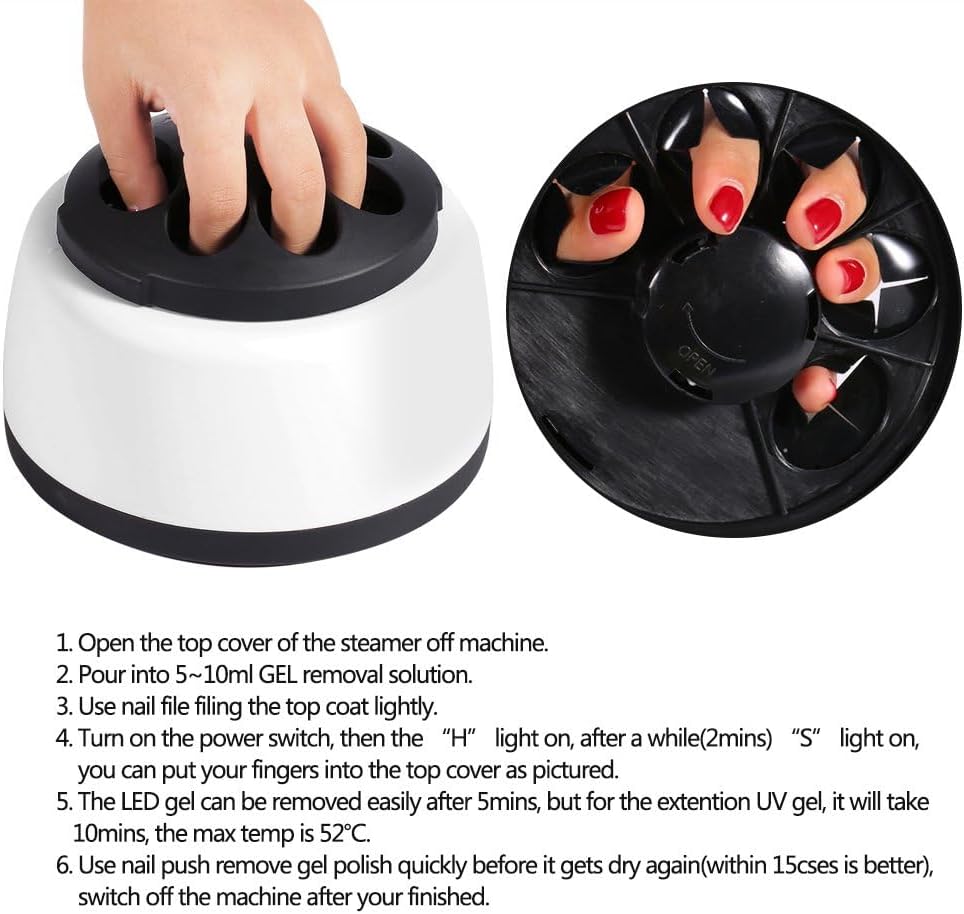 NBHS Electric Steam Nail Gel Remover – 36W UV Polish Steamer Machine