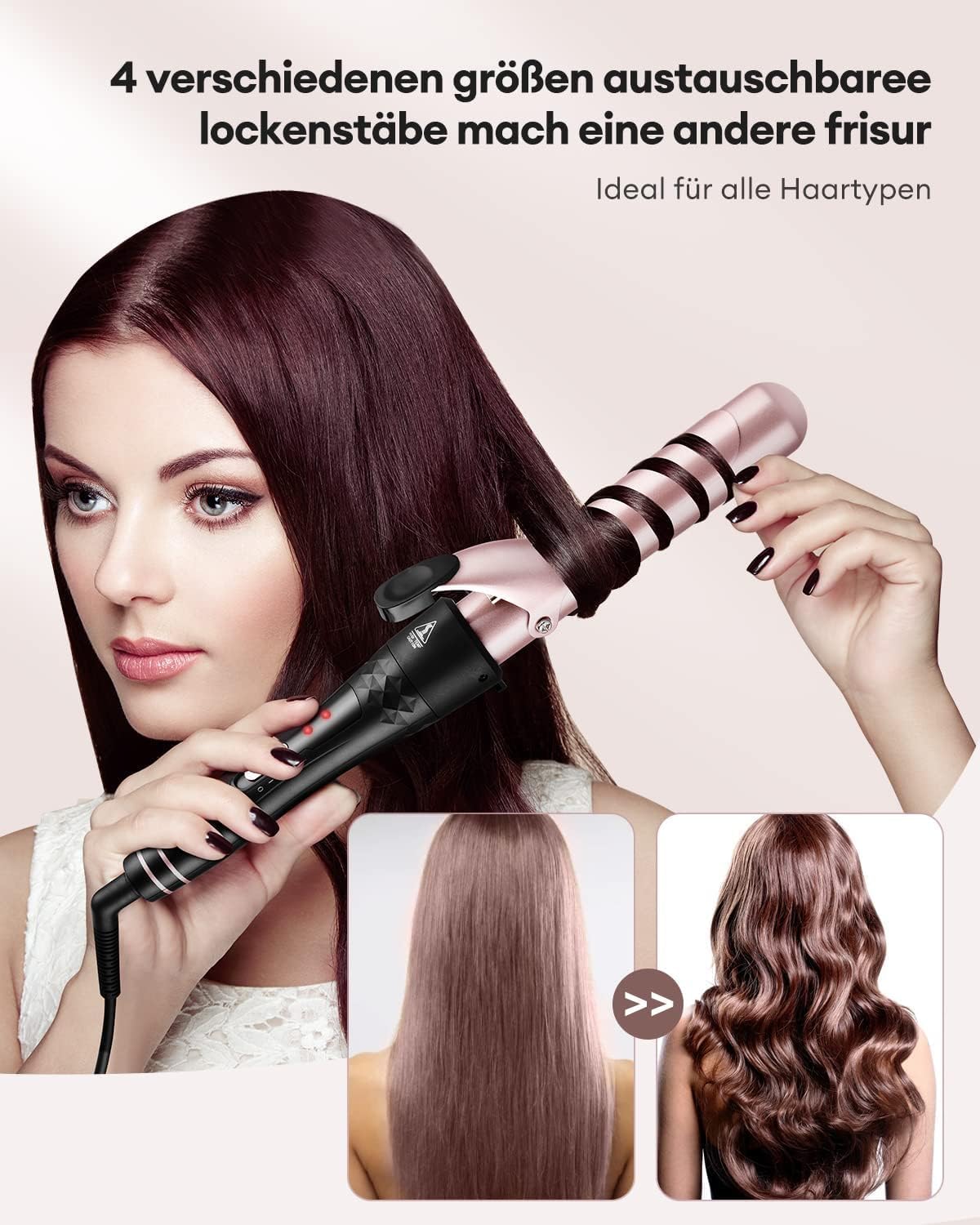 NBHS 4-in-1 Ceramic Curling Iron Set – Multi-Barrel Hair Curler Kit