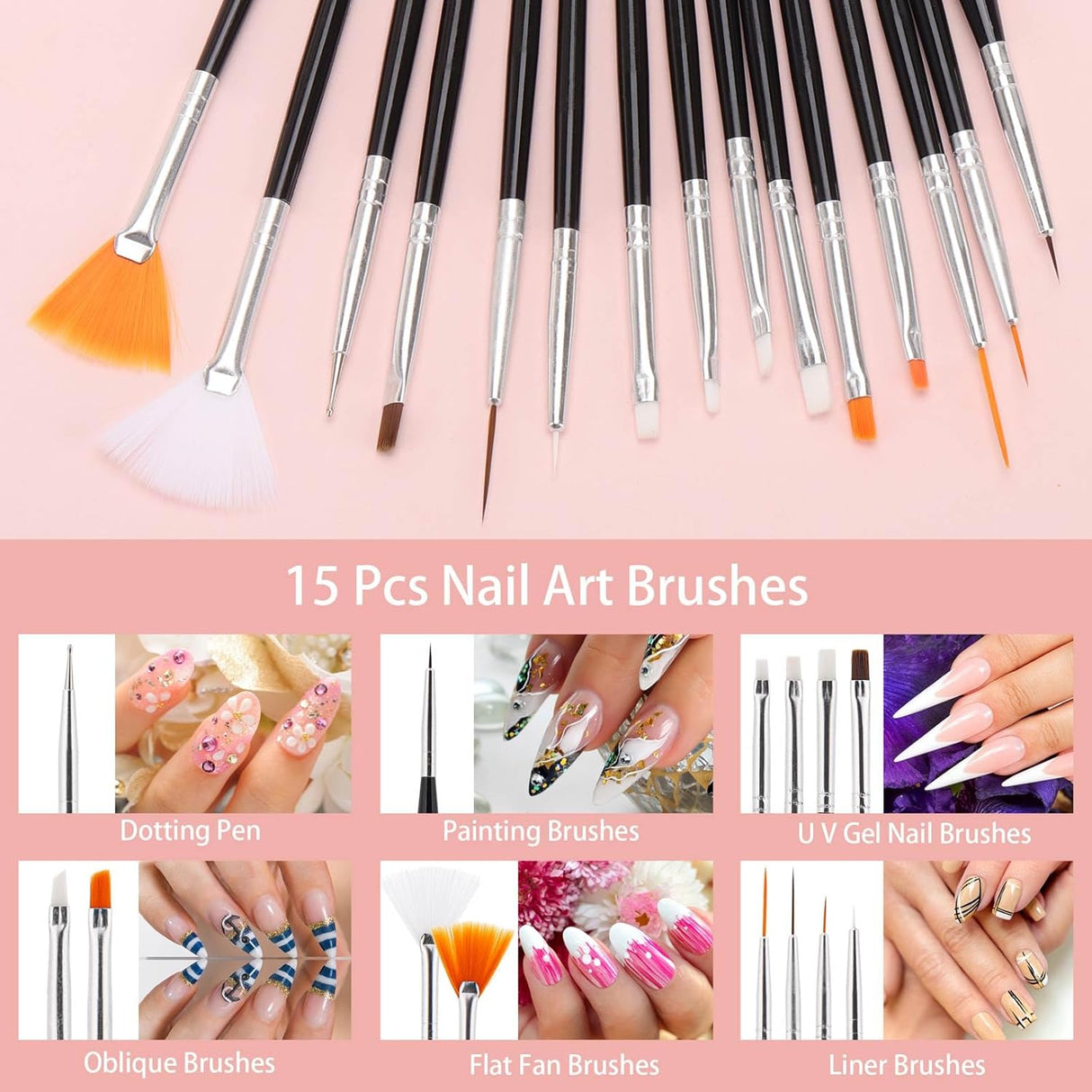 NBHS 36-Piece Nail Art Brush & Tool Kit – All-in-One DIY Design Set
