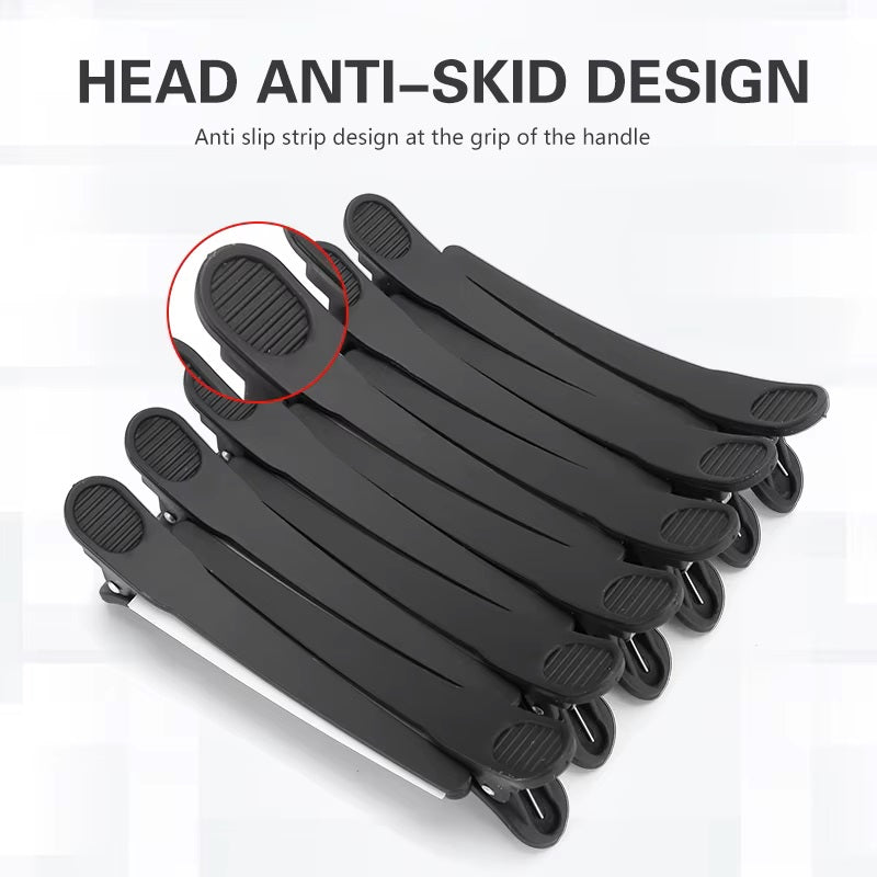6pcs Hairdressing Hair Clip Salon Alligator Hair Clips Plastic Black