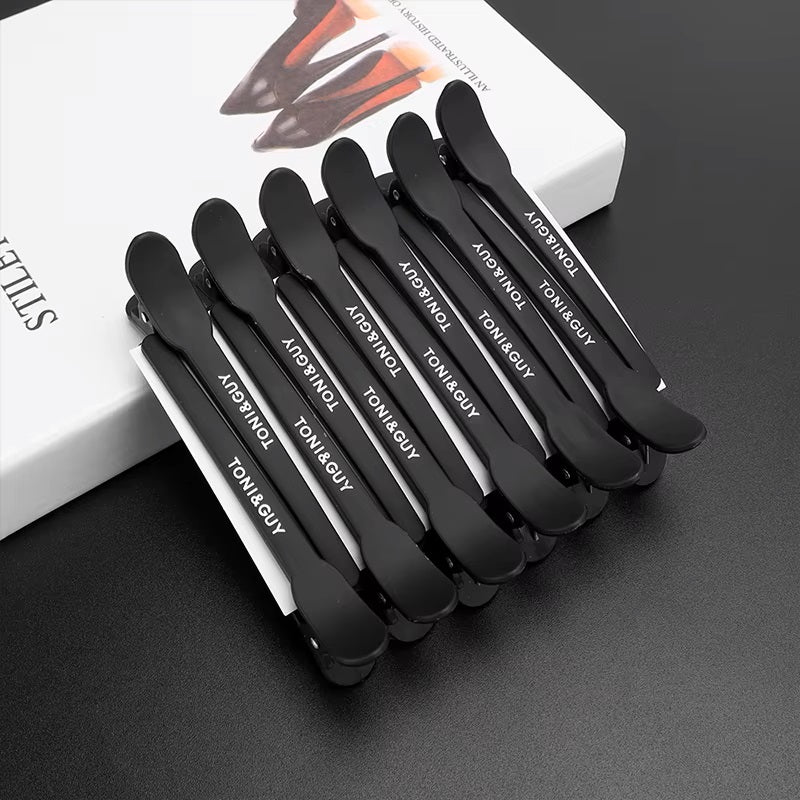 6pcs Hairdressing Hair Clip Salon Alligator Hair Clips Plastic Black