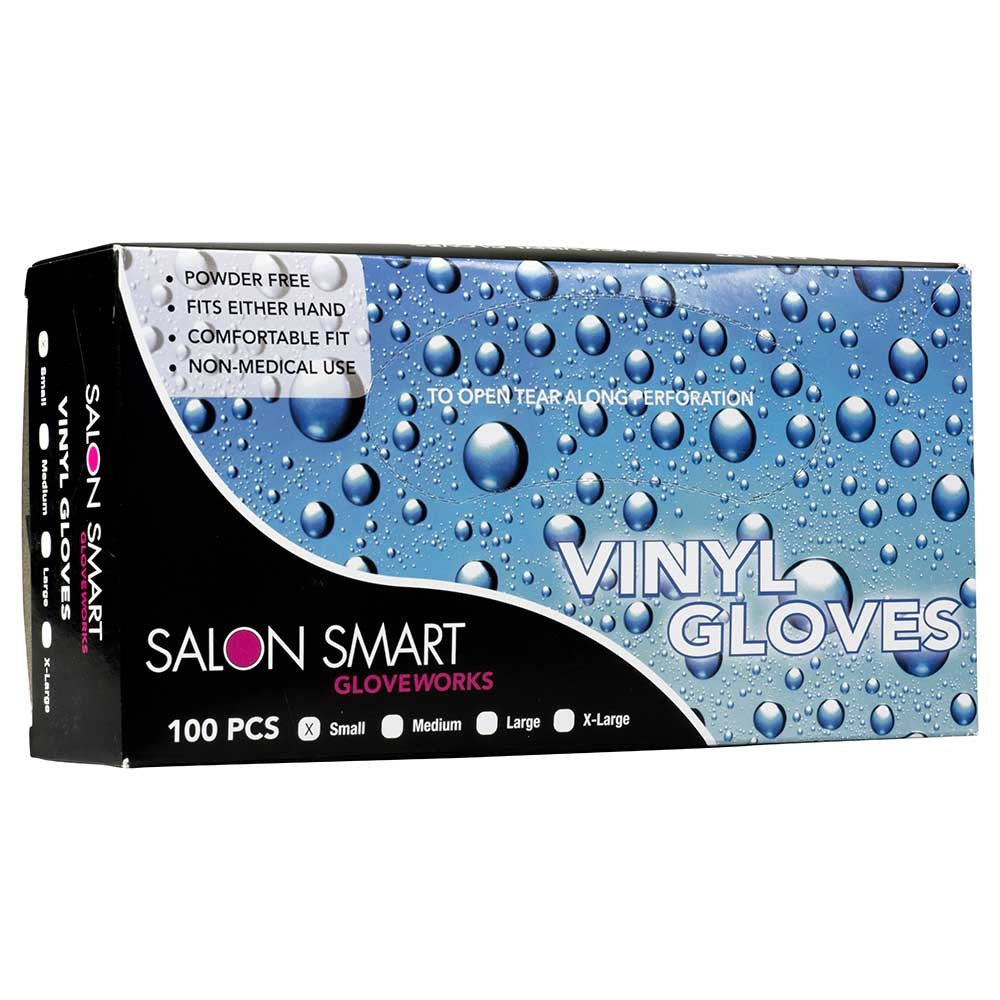 Salon Smart Black Vinyl Barber Disposable Gloves 100pk(Choose Your Size)