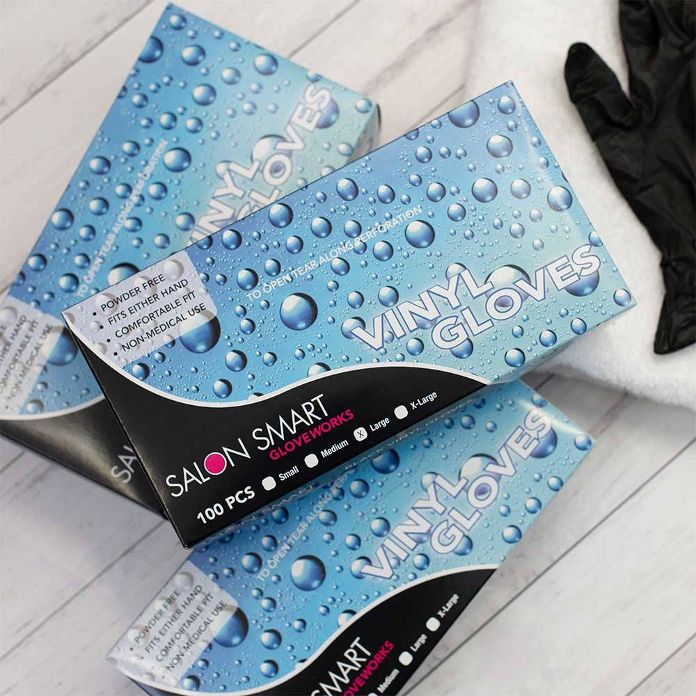 Salon Smart Black Vinyl Barber Disposable Gloves 100pk(Choose Your Size)