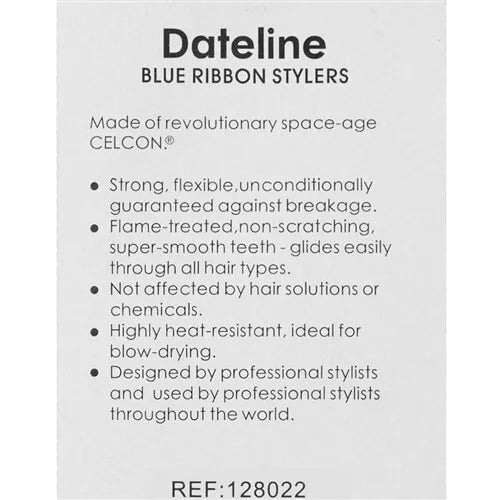 Dateline Professional Blue Celcon Metal Teasing Comb Durable & Heat Resistant