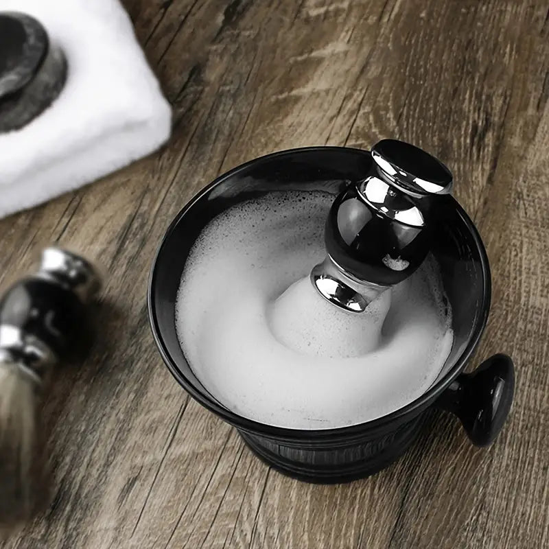 Plastic Shave Mug Bowl with Handle - White