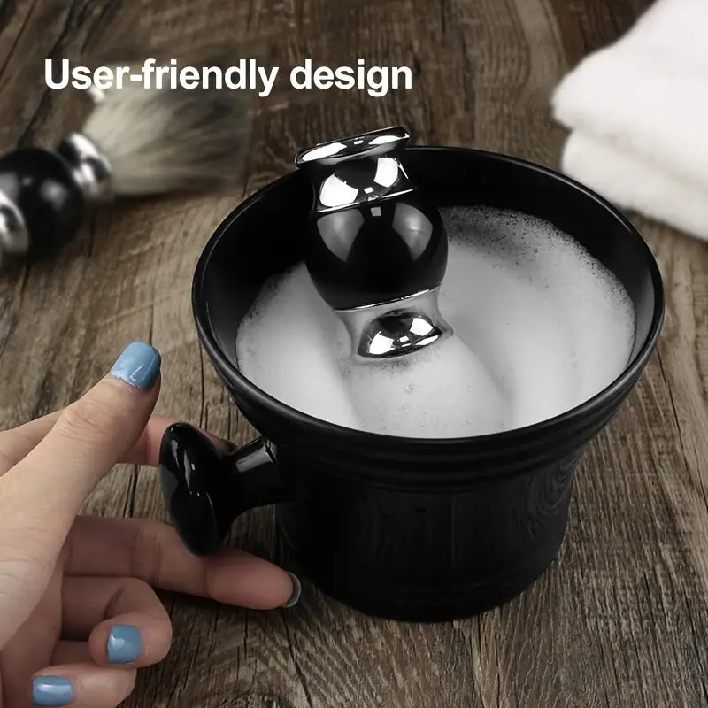 Plastic Shave Mug Bowl with Handle - White