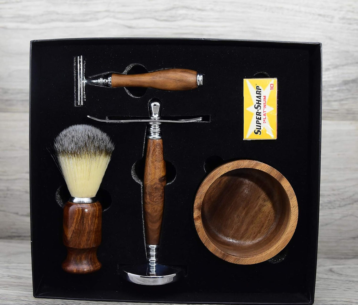 NBHS Safety Razor Shaving Kit – Stainless Steel Razor & Brush Men’s Gift Set