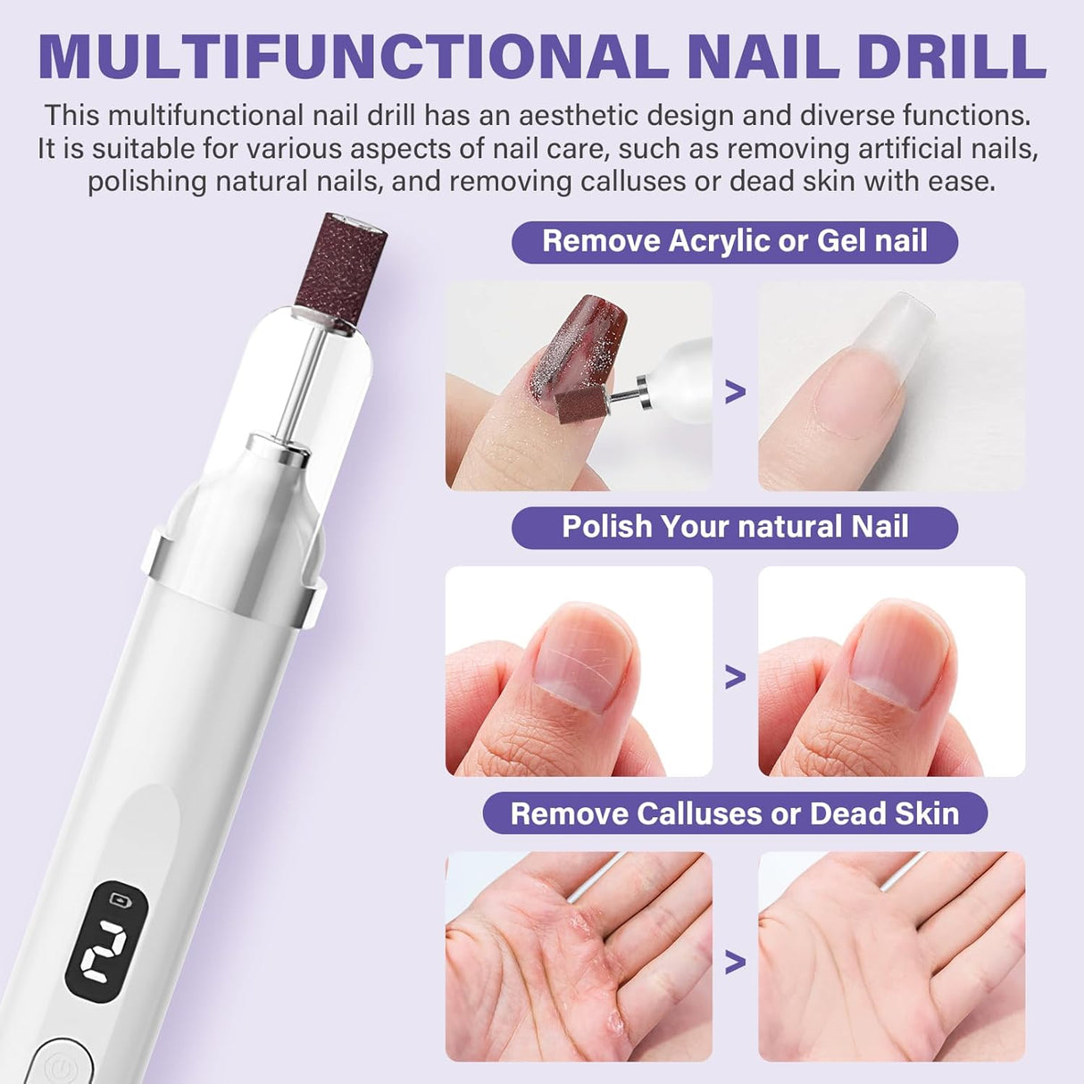 NBHS 2-in-1 Portable Nail Drill Kit with UV/LED Lamp – Rechargeable Tool