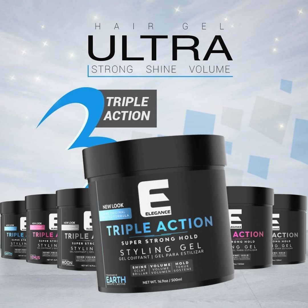 3x Elegance Triple Action Hair Gel – 500ml Grey