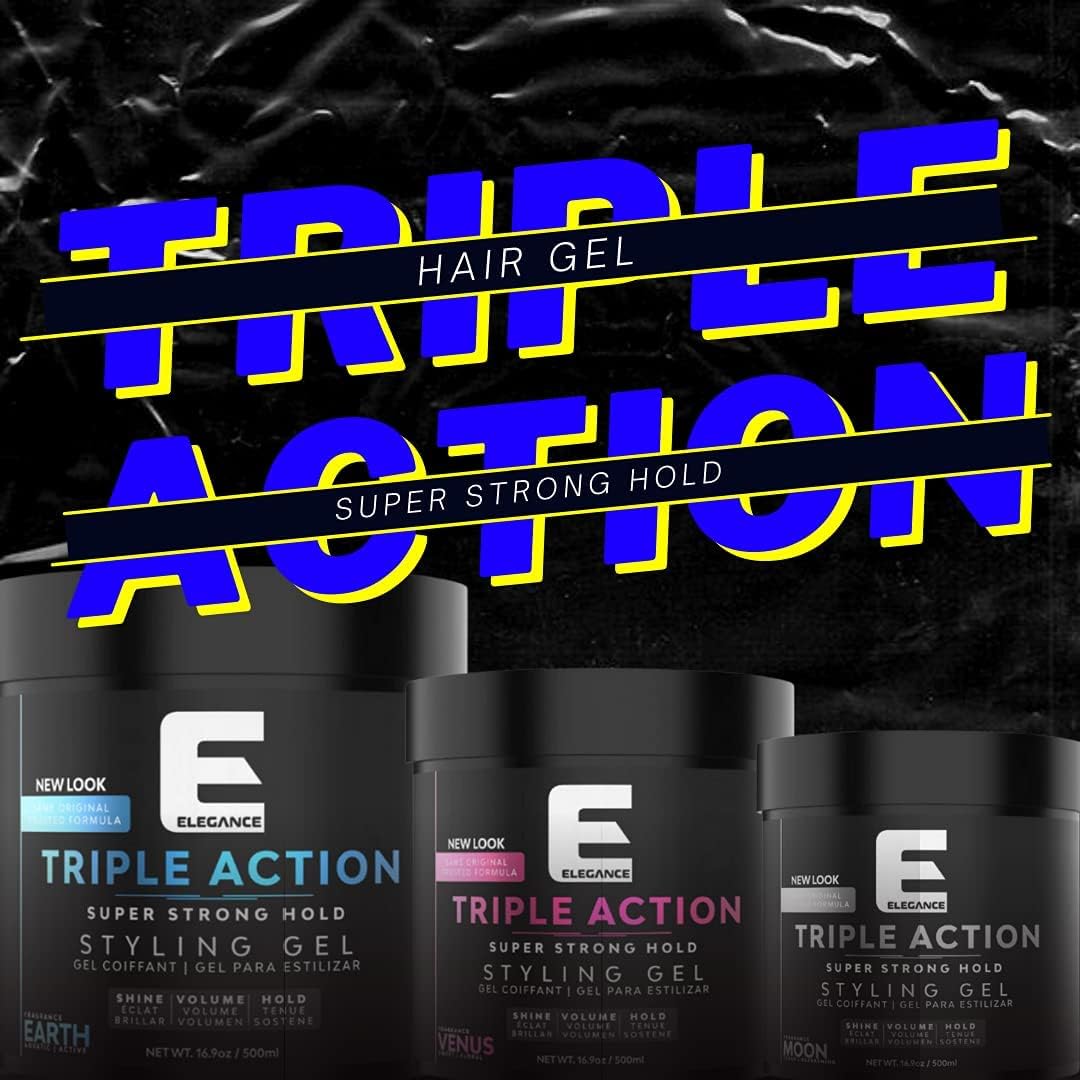 3x Elegance Triple Action Hair Gel – 500ml Grey