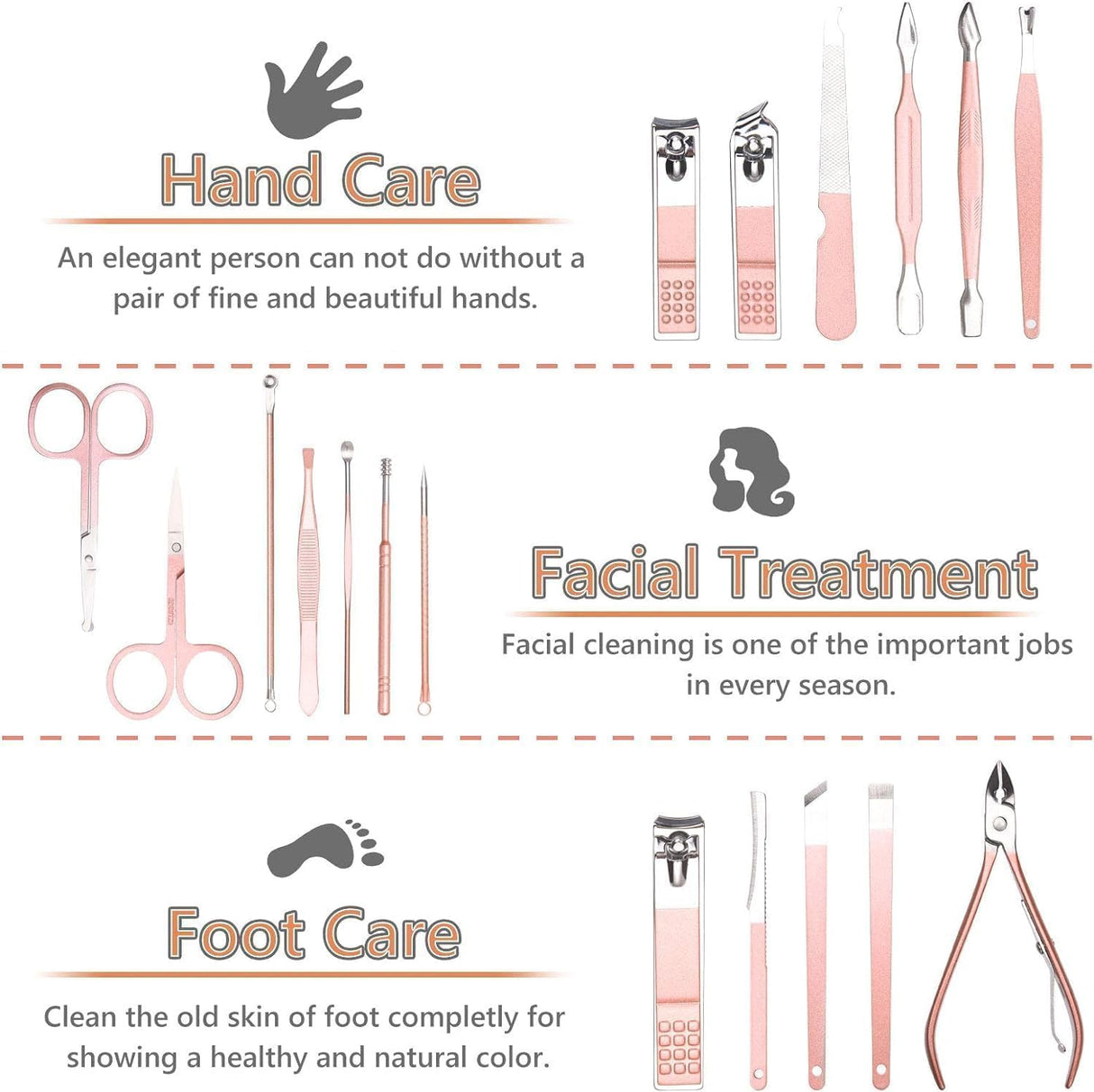 NBHS 18-Piece Manicure Set – Stainless Steel Nail Clippers & Grooming Kit