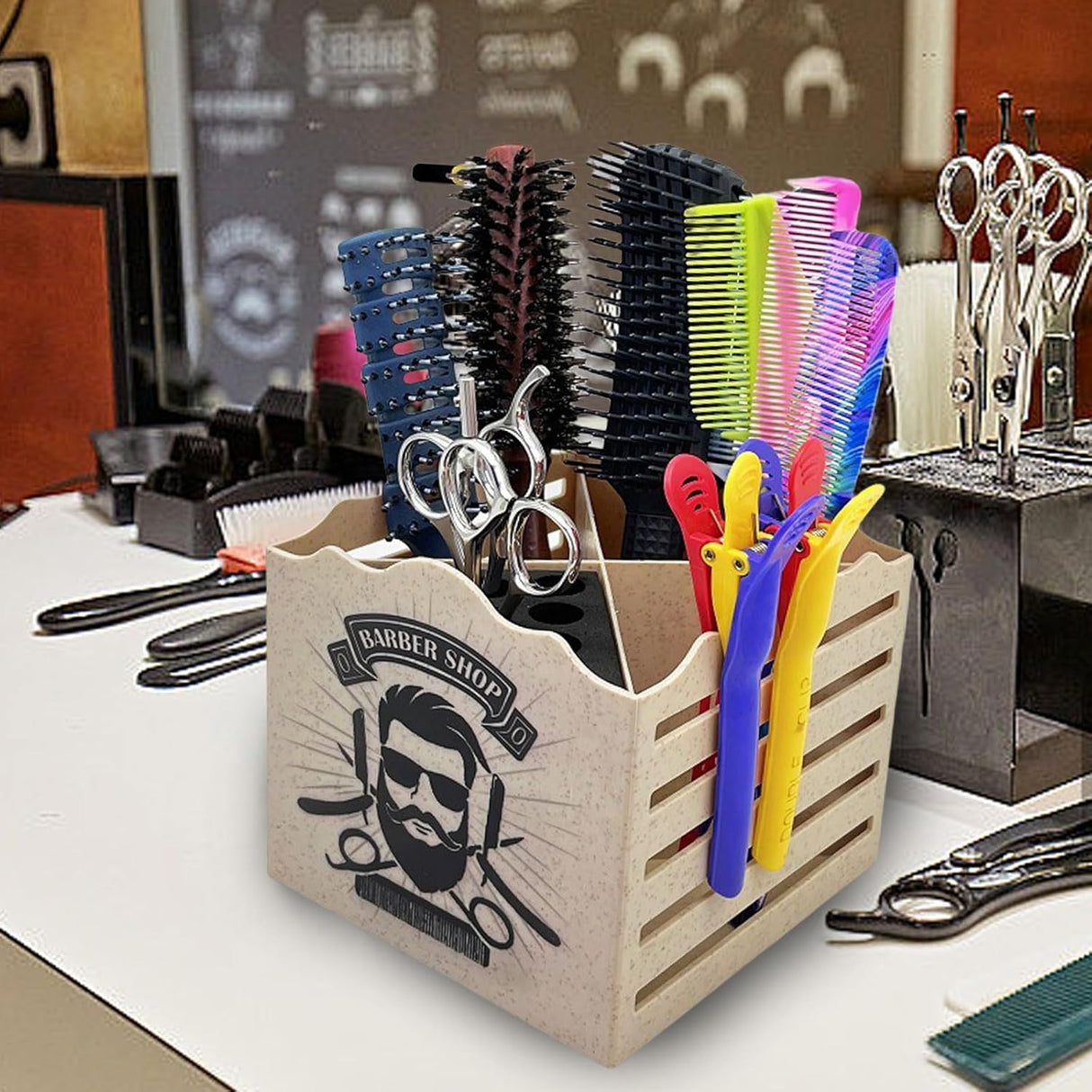 Shear Holder Hair Cutting Scissors Barber Tools Holder Light Brown