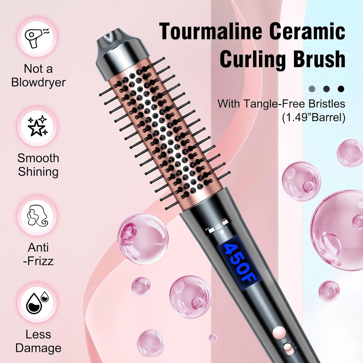 NBHS 5-in-1 Curling Iron Set with Thermal Brush – Rose Gold Styler Kit