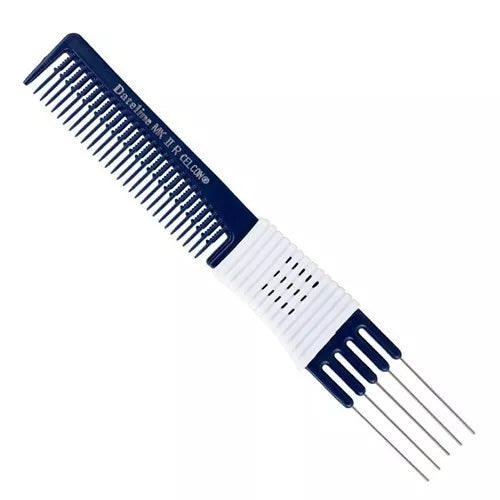 Dateline Professional Blue Celcon Metal Teasing Comb Durable & Heat Resistant