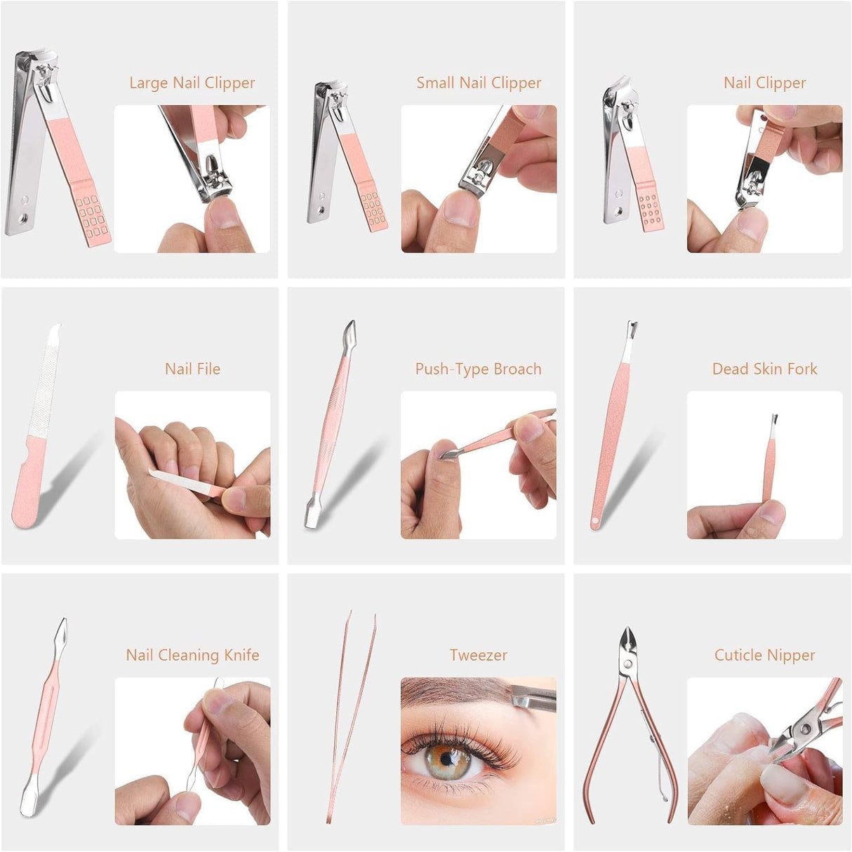 NBHS 18-Piece Manicure Set – Stainless Steel Nail Clippers & Grooming Kit