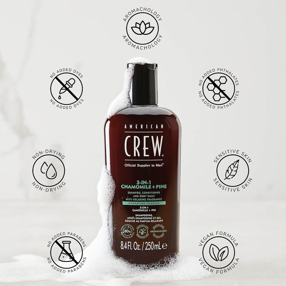 American Crew 3-in-1 Shampoo, Conditioner and Body Wash Chamomile and Pine, 450 ml