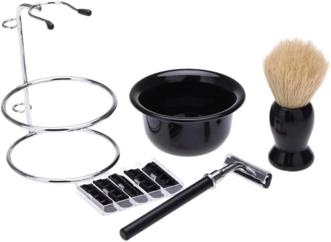 NBHS 5-Piece Wet Shaving Kit – Safety Razor, Brush, Bowl & Stand Gift Set