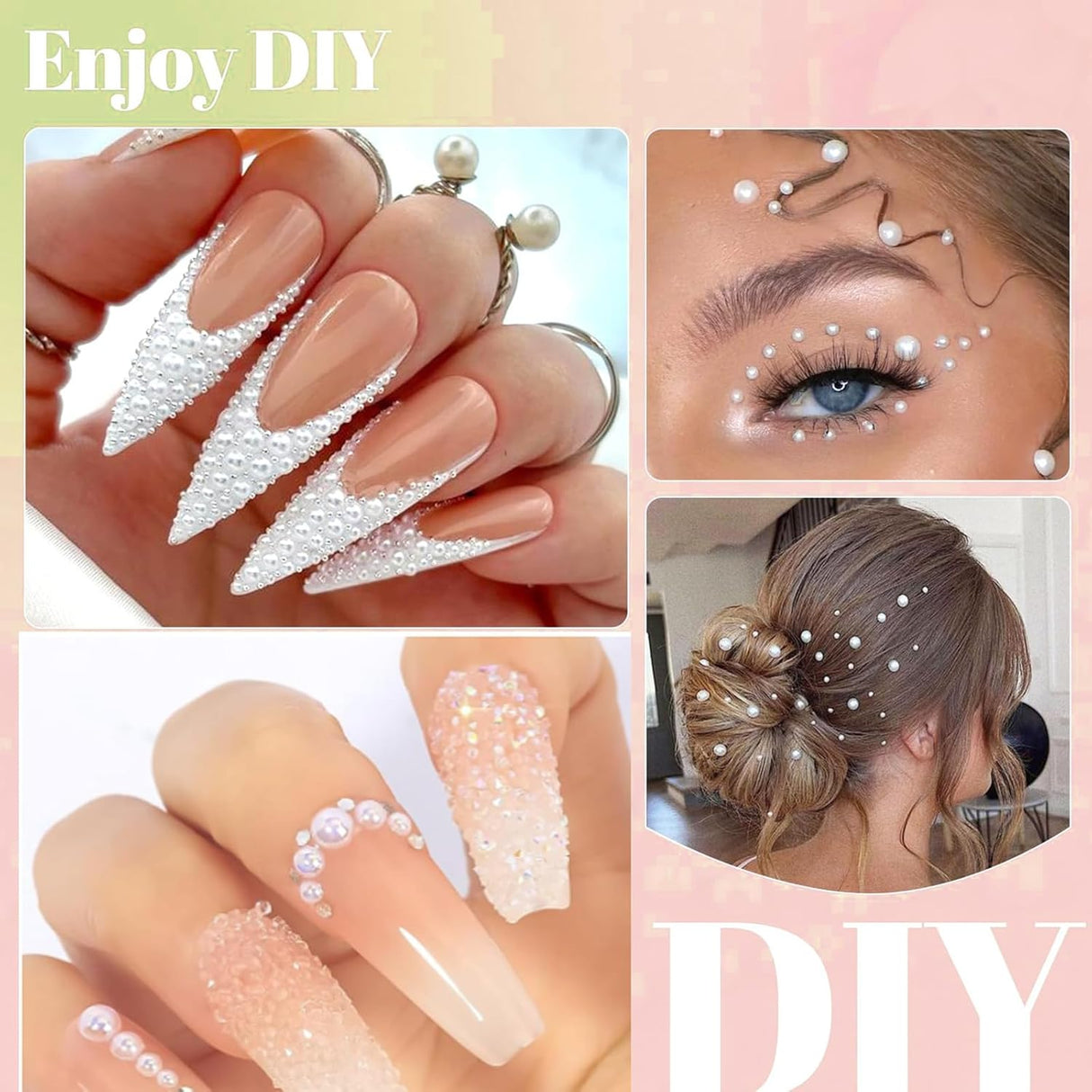 NBHS 4500Pcs Nail Rhinestones & Pearls Kit – 3D Flatback Charms Box