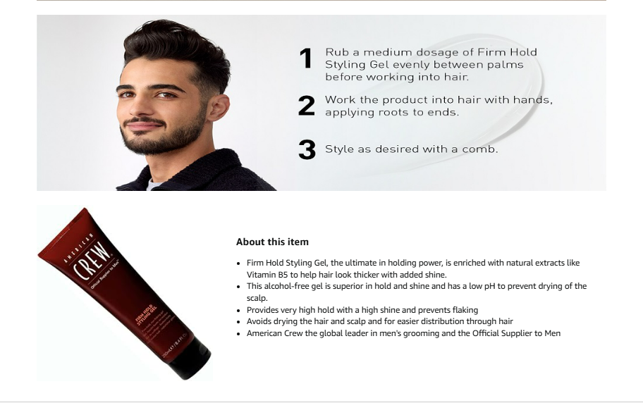 American Crew Firm Hold Hair Styling Gel 250ml