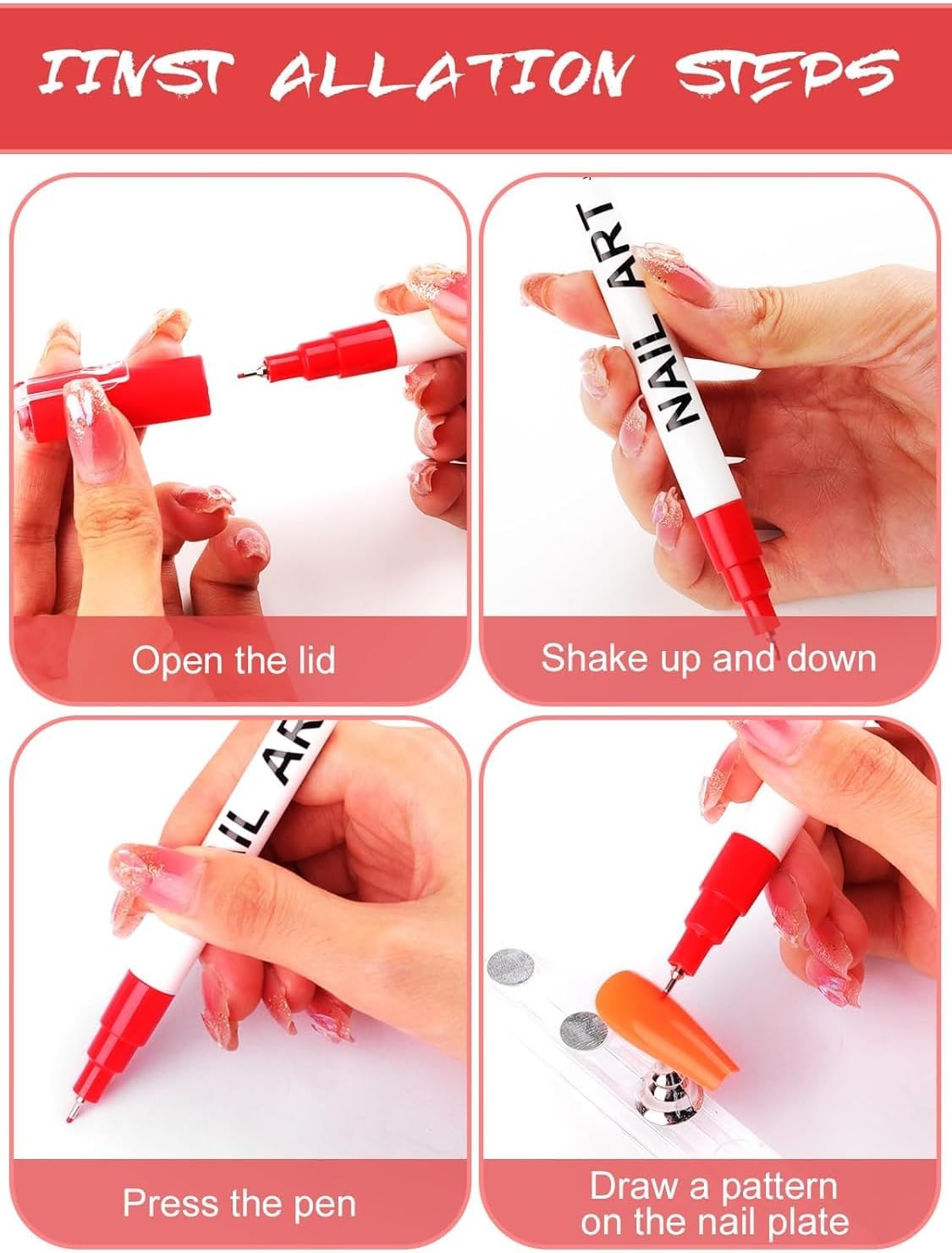 NBHS 12-Color 3D Nail Art Pens Set – Graffiti Dotting & Liner Pen Kit