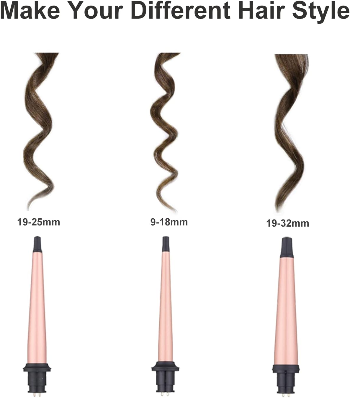 NBHS 3-in-1 Ceramic Curling Iron Set – Interchangeable Curlers for Curls