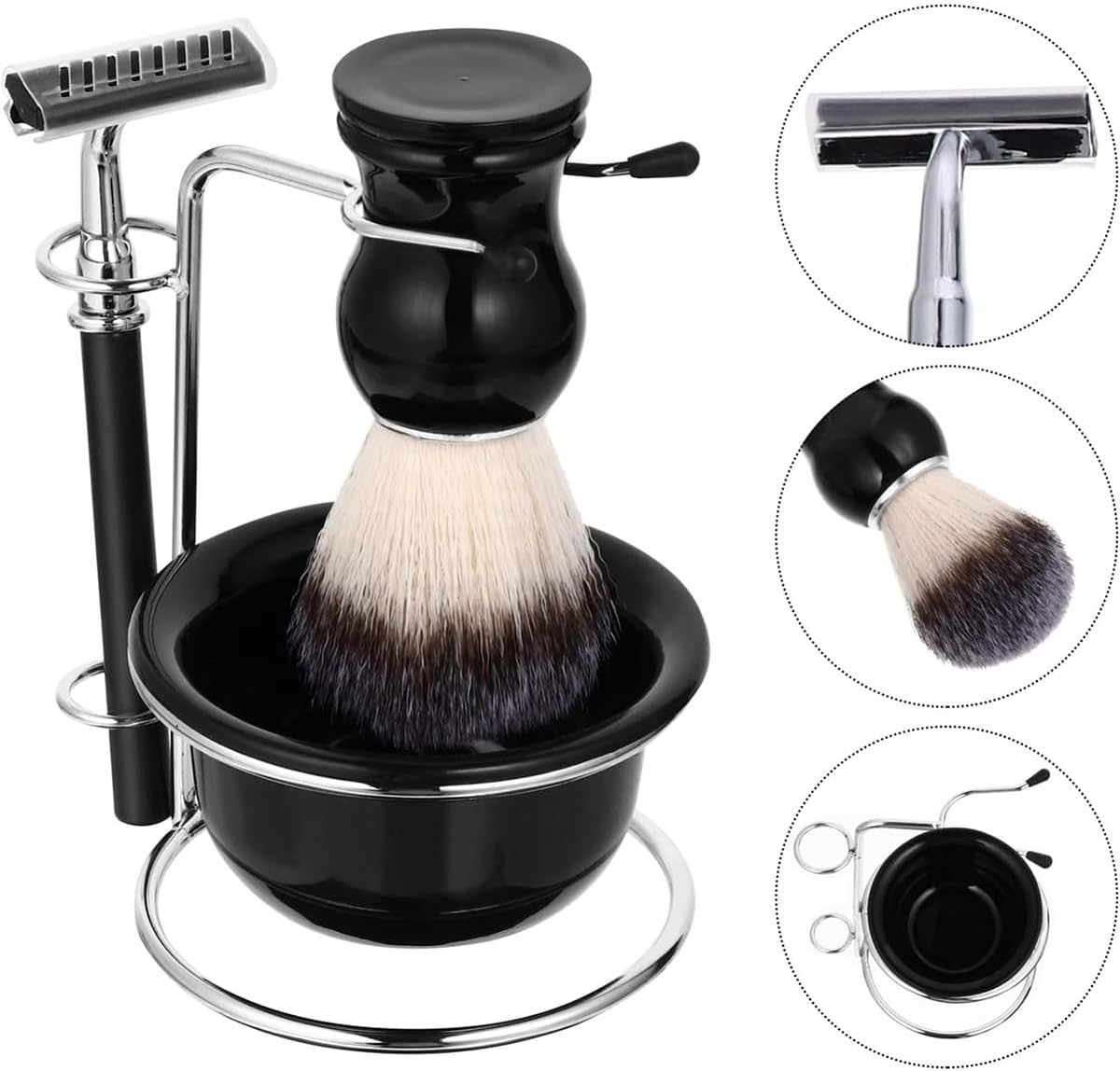 NBHS 5-Piece Wet Shaving Kit – Safety Razor, Brush, Bowl & Stand Gift Set