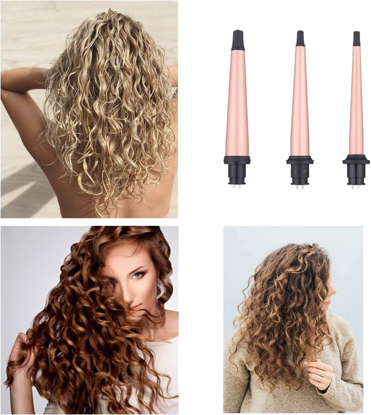 NBHS 3-in-1 Ceramic Curling Iron Set – Interchangeable Curlers for Curls