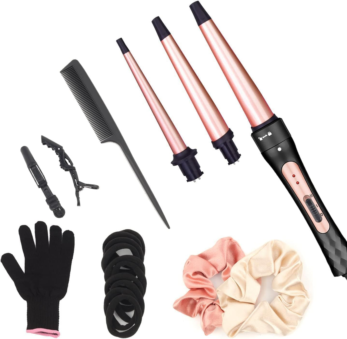 NBHS 3-in-1 Ceramic Curling Iron Set – Interchangeable Curlers for Curls