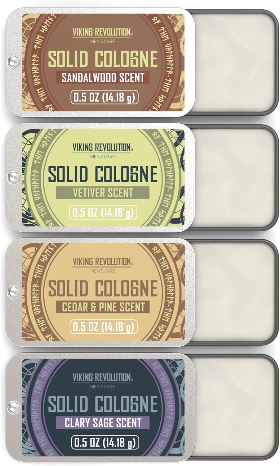 NBHS Solid Cologne 4-Pack – Cedar, Vetiver, Sandalwood Men's Gift Set