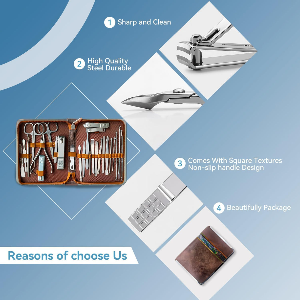 NBHS 26-in-1 Manicure & Pedicure Set – Stainless Steel Grooming Kit