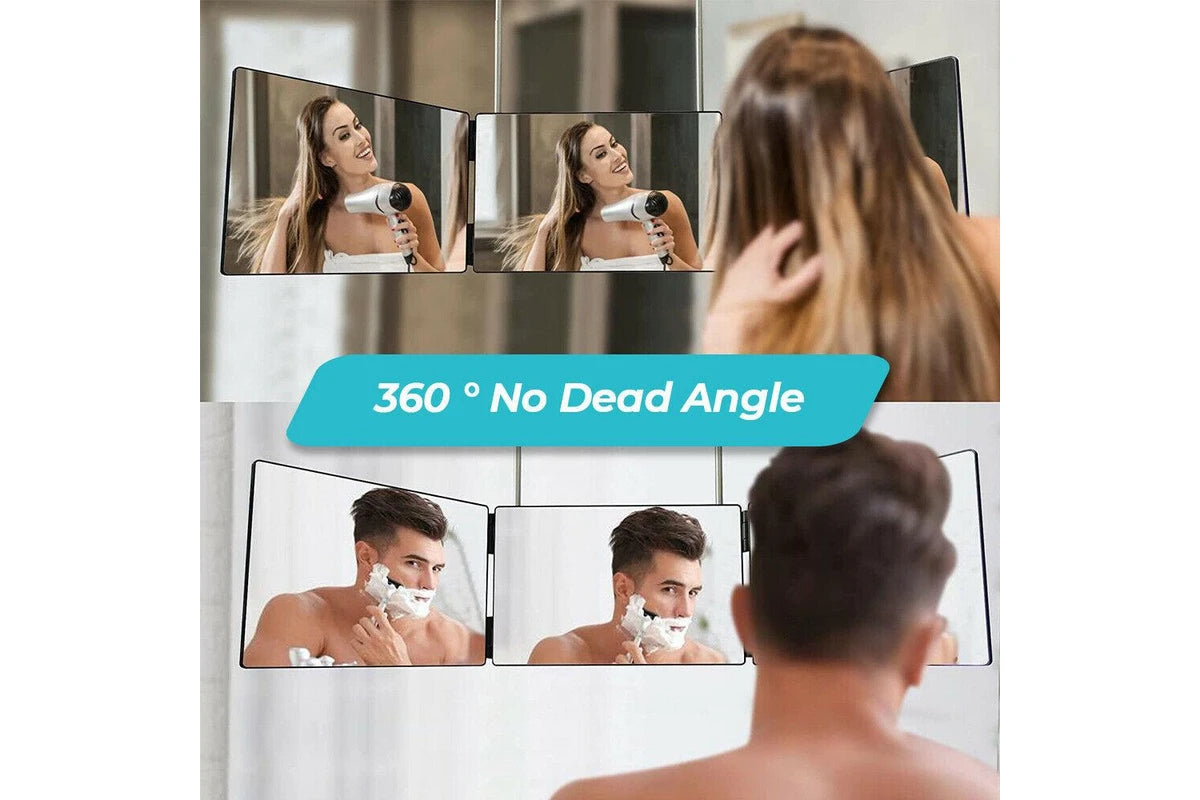 3 Way Trifold Mirror 360 Degree Folding Mirror for Make Up Hair Styling Shaving Grooming Adjustable Height Brackets