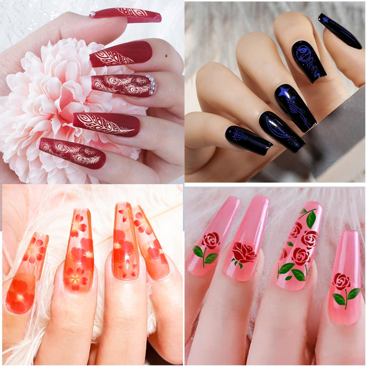 NBHS Nail Stamping Plates Kit – 15pcs Templates with Stamper & Scraper