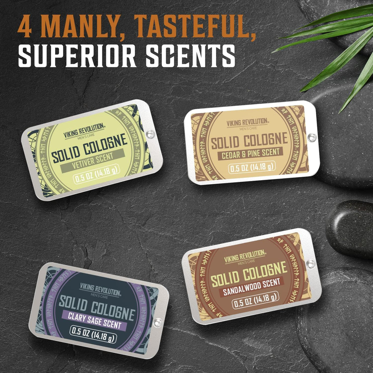 NBHS Solid Cologne 4-Pack – Cedar, Vetiver, Sandalwood Men's Gift Set