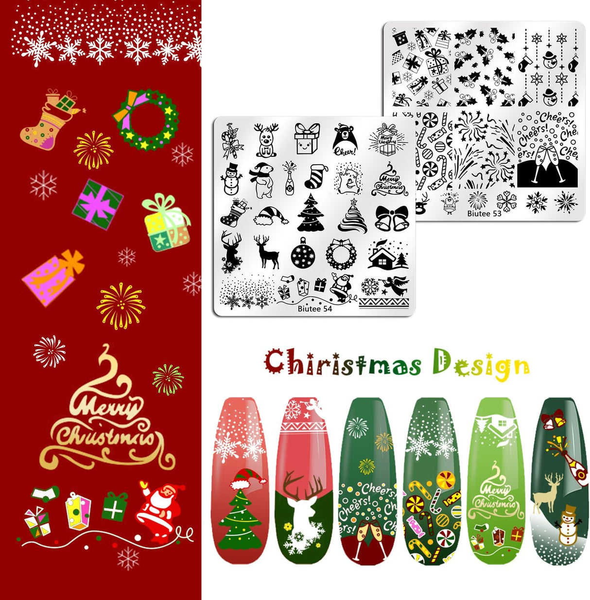 NBHS Nail Stamping Plates Kit – 15pcs Templates with Stamper & Scraper