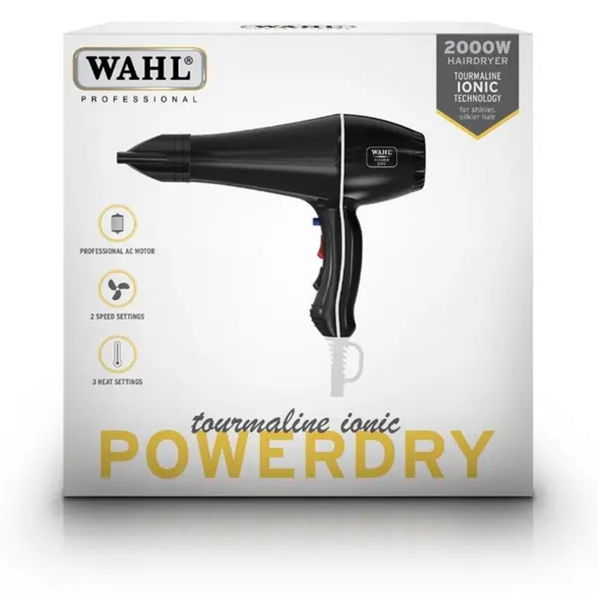 Wahl Power Dry Tourmaline Ionic Hairdryer -Black