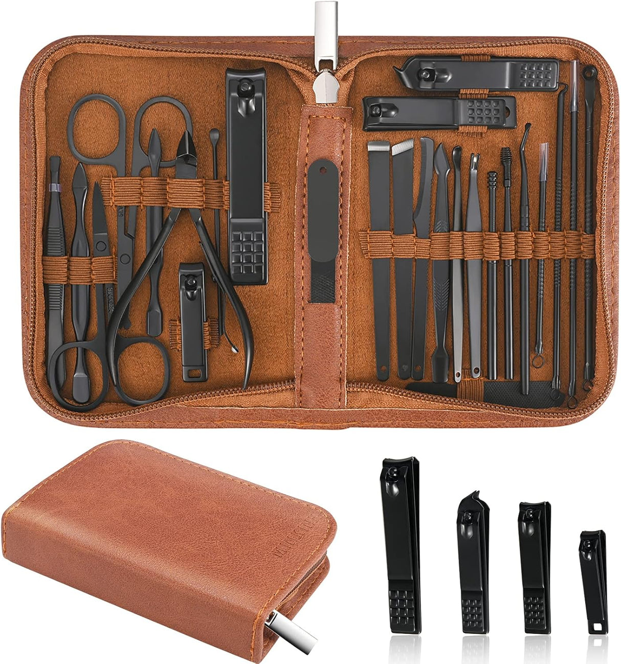 NBHS 26-Piece Manicure Set – Stainless Steel Grooming Kit, Men’s Gift Set
