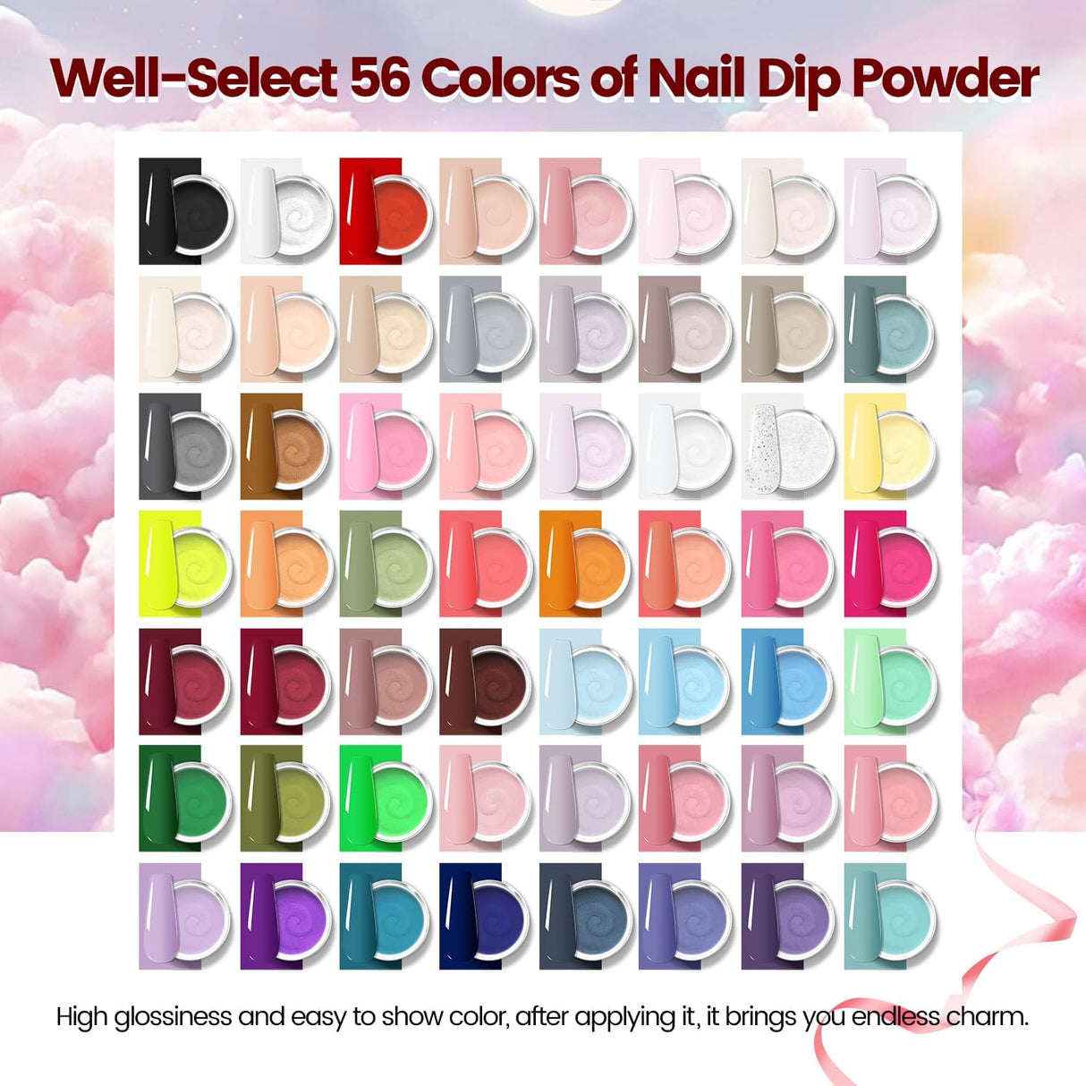 NBHS 56-Color Dip Powder Nail Kit – Acrylic Starter Set with Base & Top