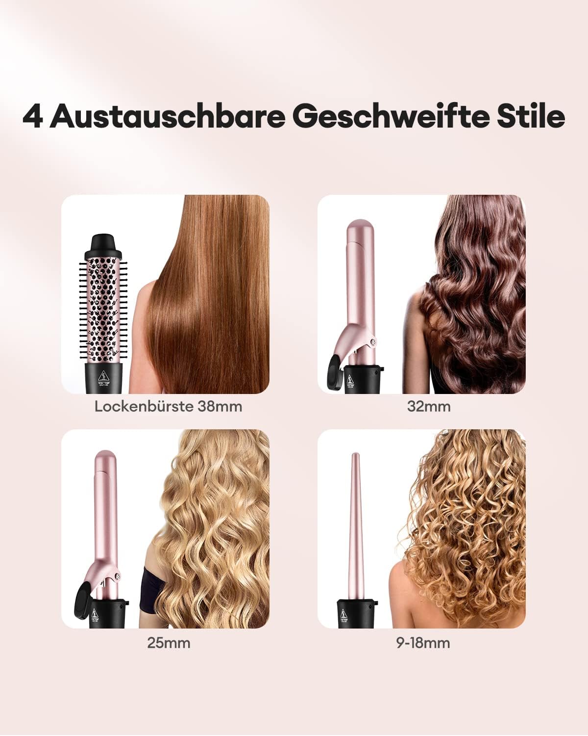 NBHS 4-in-1 Curling Iron Set – Interchangeable Ceramic Barrels (9–38mm)