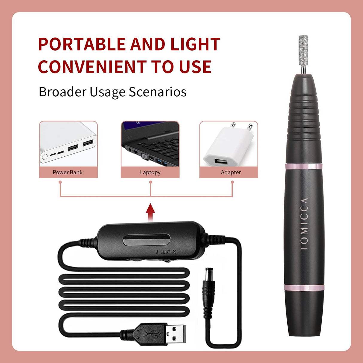 NBHS Professional Nail Drill Kit – 20,000 RPM Electric File with 12 Bits