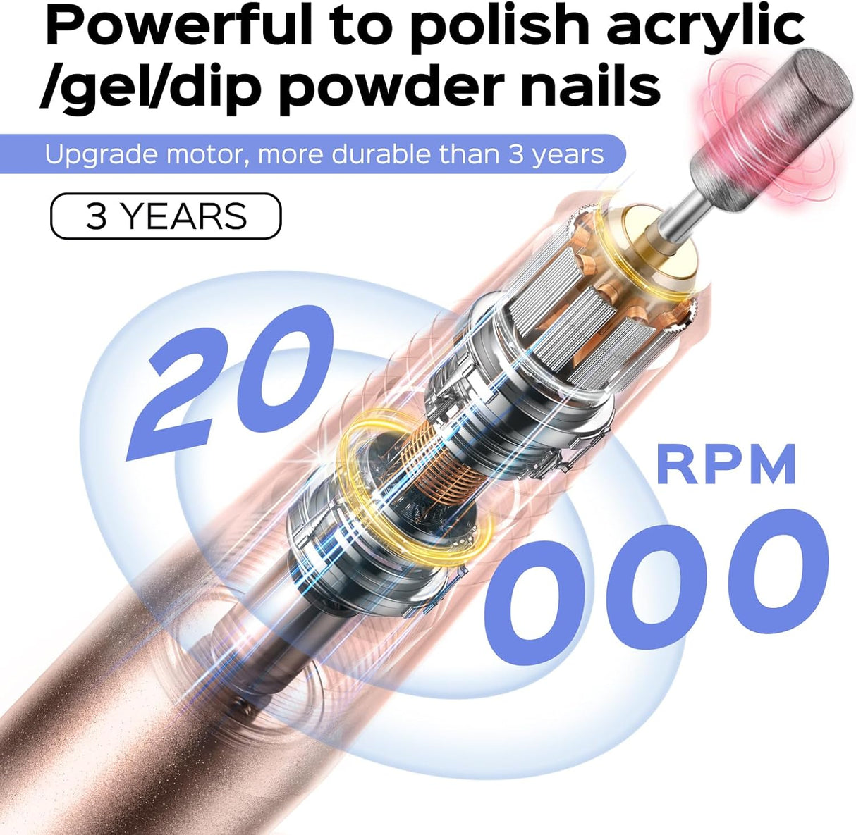 NBHS Gold Portable Electric Nail Drill Machine – Manicure & Pedicure Kit