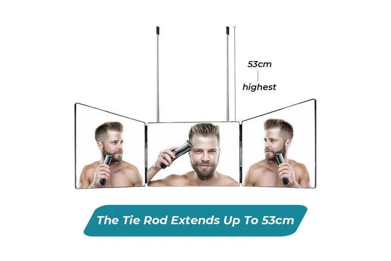 3 Way Trifold Mirror 360 Degree Folding Mirror for Make Up Hair Styling Shaving Grooming Adjustable Height Brackets