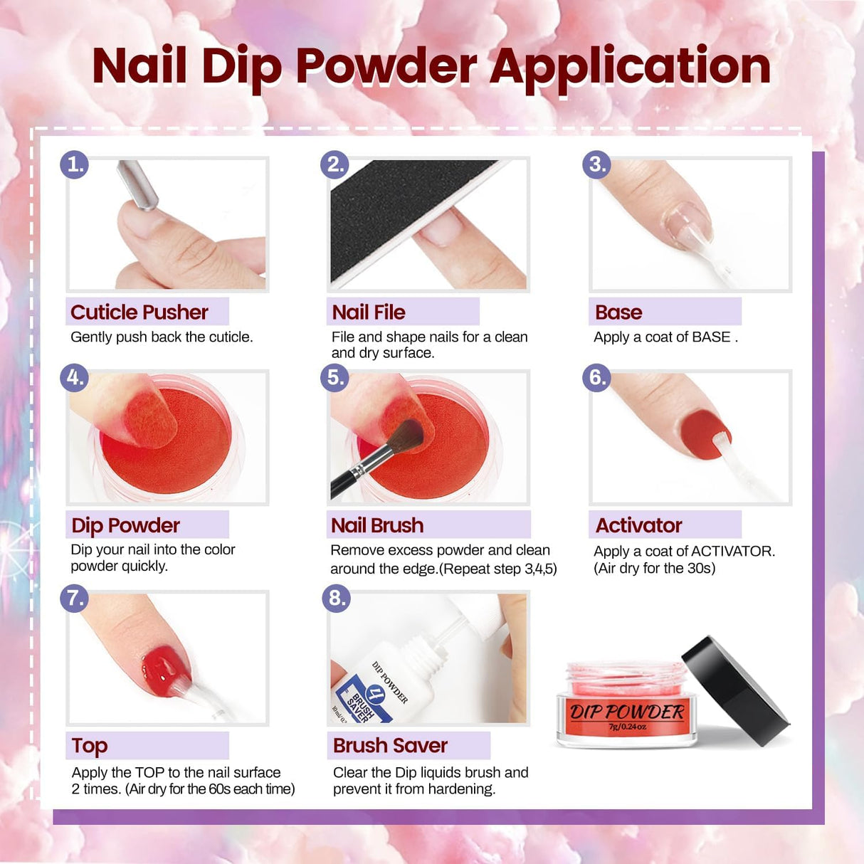 NBHS 56-Color Dip Powder Nail Kit – Acrylic Starter Set with Base & Top