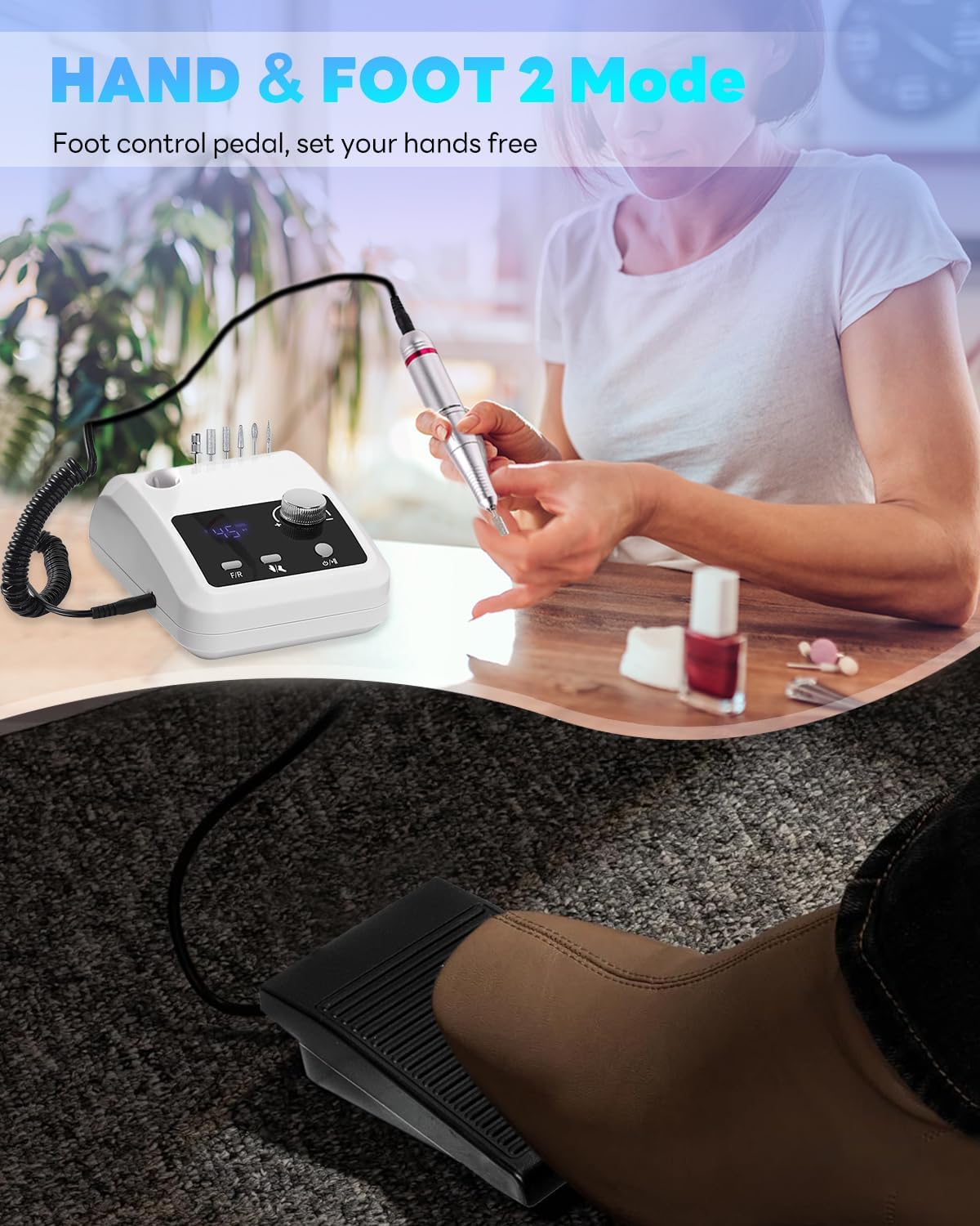 NBHS 45,000 RPM Professional Electric Nail Drill Machine – White