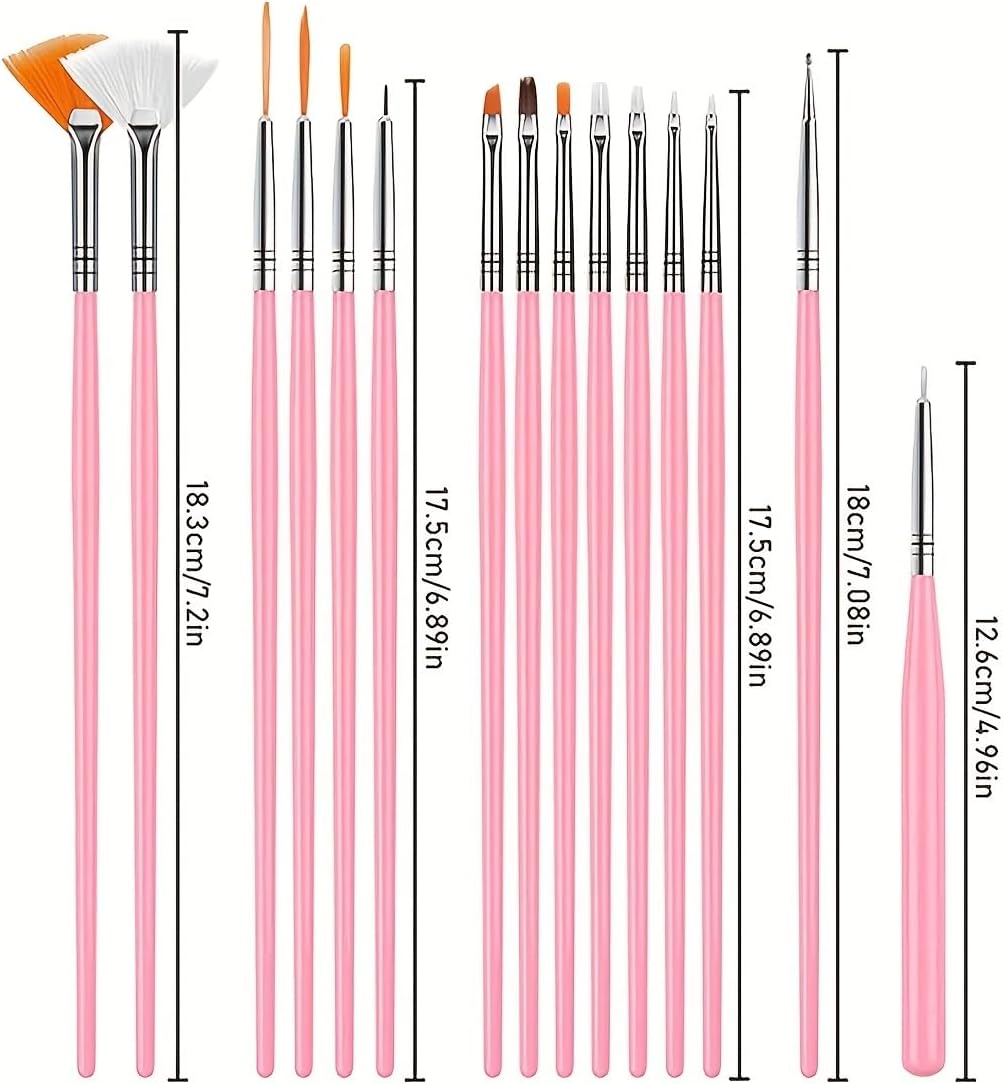 NBHS 36-Color Nail Art Gel Paint Kit – Includes 15 Professional Brushes