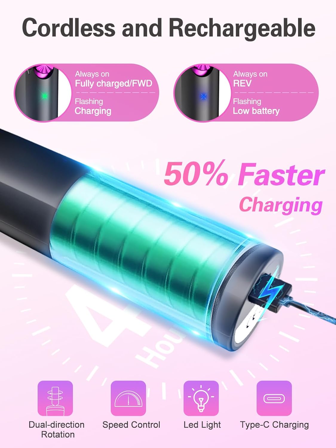 NBHS Cordless Rechargeable Nail Drill – 22,000 RPM Electric File (Gray)