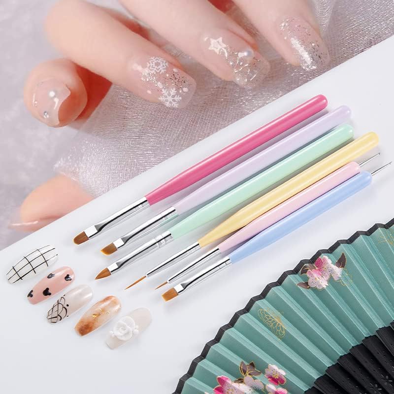 NBHS 6pcs Nail Art Brushes Set – Gel Extension, Liner & Painting Tools