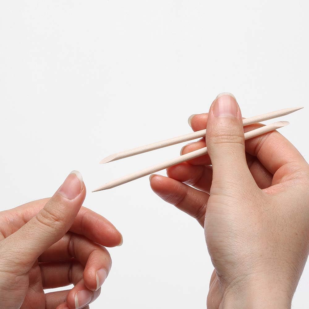 NBHS Borogo 100 Pcs Orange Wood Nail Sticks – Dual-End Cuticle Pushers