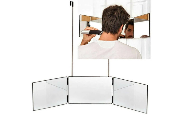 3 Way Trifold Mirror 360 Degree Folding Mirror for Make Up Hair Styling Shaving Grooming Adjustable Height Brackets